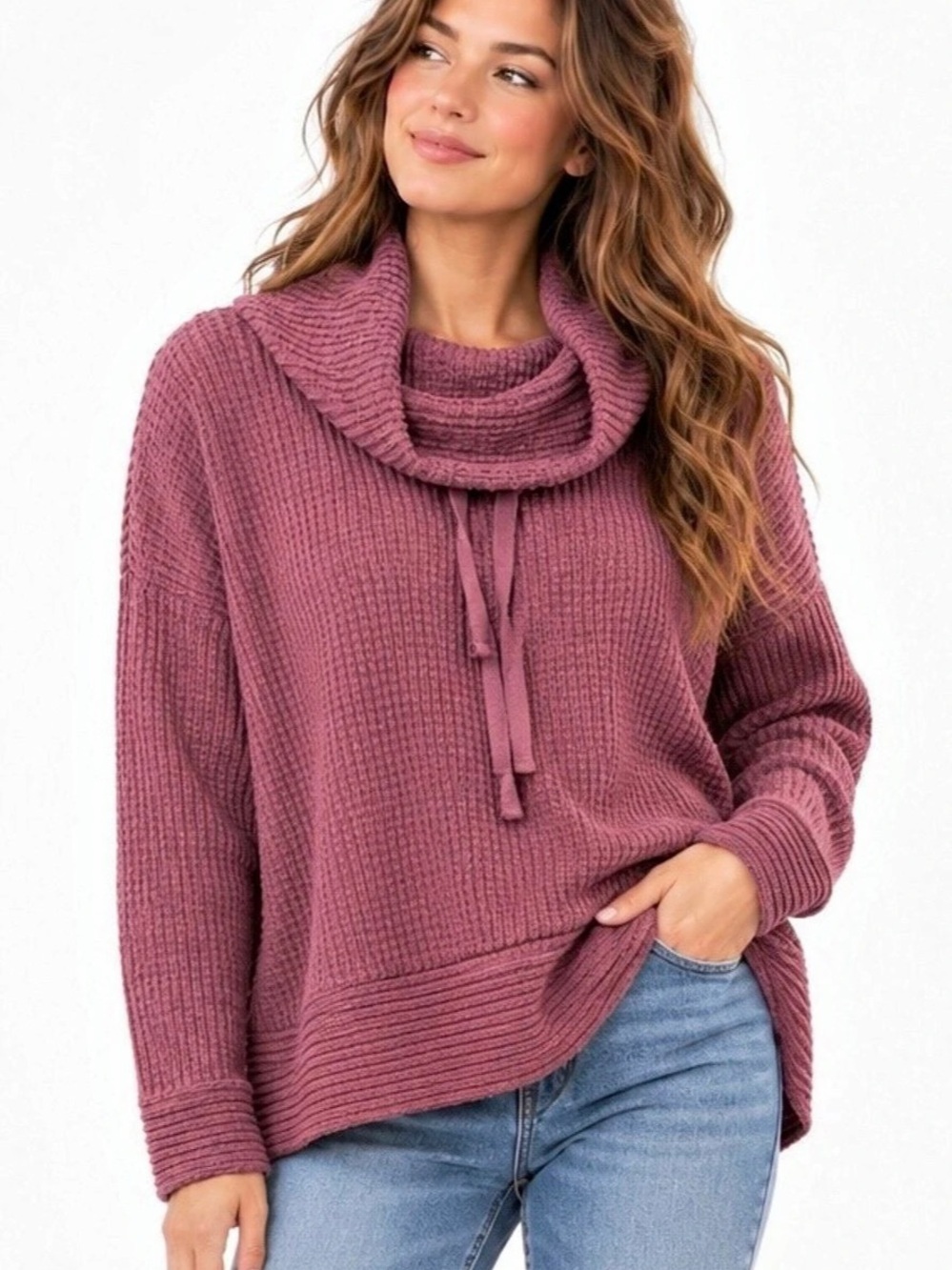 North River NRL2541 Women's Cowl Neck Sweater maroon